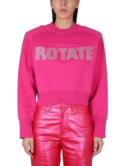 Rotate Birger Christensen Logo Cotton Blend Sweatshirt In Pink