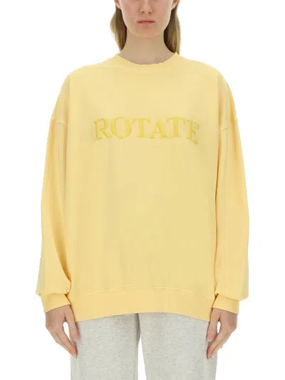 Rotate Birger Christensen Rotate Logo Embroidered Crewneck Sweatshirt In Yellow