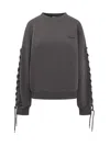 Rotate Birger Christensen Sweatshirt With Sleeve Laces In Gray