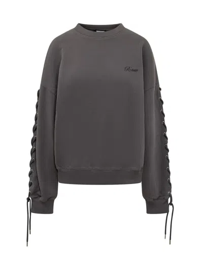 Rotate Birger Christensen Sweatshirt With Sleeve Laces In Gray