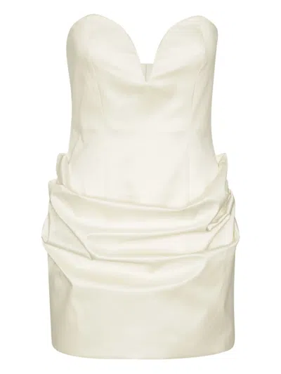 Rotate Birger Christensen Sweetheart-neck Draped Minidress In White