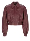 Rotate Birger Christensen Collared Panel Detailing Bomber Jacket In Burgundy