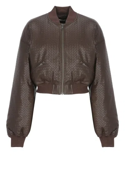 Rotate Birger Christensen Synthetic Leather Bomber Jacket In Gray