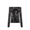 Rotate Birger Christensen Sequinned T-shirt In Black