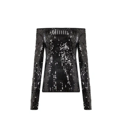 Rotate Birger Christensen Sequinned T-shirt In Black