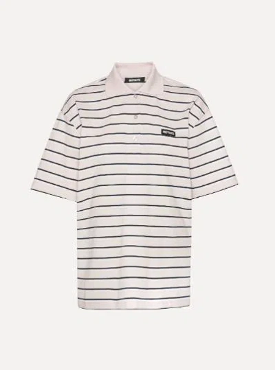 Rotate Birger Christensen Striped Polo Shirt With Logo In Gray