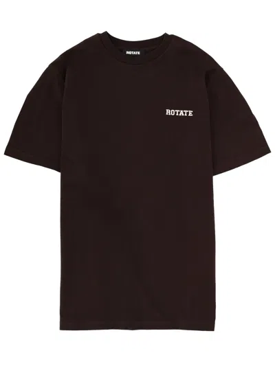 Rotate Birger Christensen Brown Logo Crew Neck T-shirt