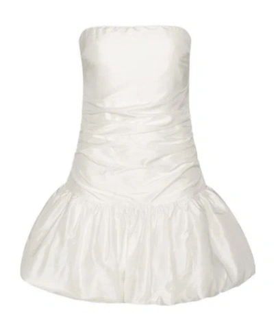 Rotate Birger Christensen Taffeta Balloon Mini Dress In White
