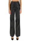 Rotate Birger Christensen Wide-leg Five-pocket Pants With Leather-effect Finish
