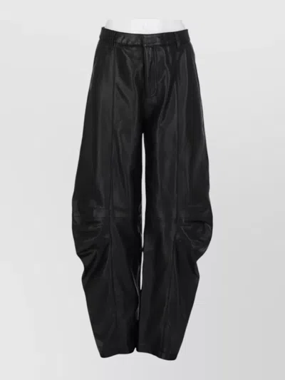 Rotate Birger Christensen Tailored Wide Leg Trousers Belt Loops In Black