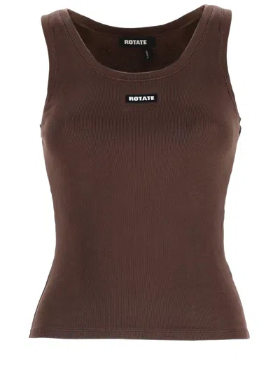 Rotate Birger Christensen Rotate Birgerchristensen Tank Top With Logo In Brown