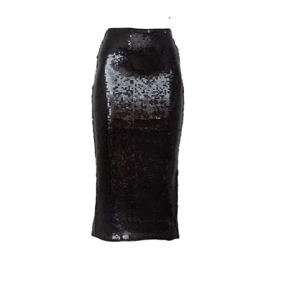 Rotate Birger Christensen Tasha Sequined Midi Pencil Skirt In Black