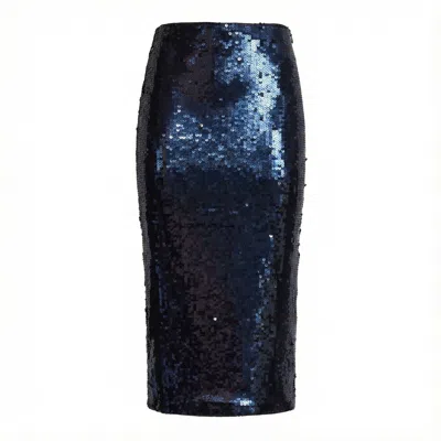 Rotate Birger Christensen Tasha Sequins Bodycon Midi Skirt In Blue