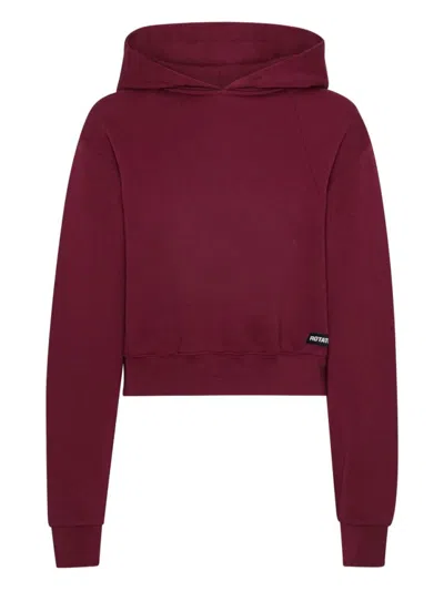 Rotate Birger Christensen Terry Back Cropped Hoodie In Burgundy