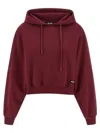 Rotate Birger Christensen Ribbed Cuffs And Hem Hoodie With Drawstring Hood In Burgundy