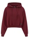 Rotate Birger Christensen Ribbed Cuffs And Hem Hoodie With Drawstring Hood In Burgundy
