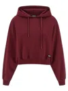 Rotate Birger Christensen Ribbed Cuffs And Hem Hoodie With Drawstring Hood In Burgundy