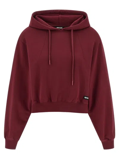 Rotate Birger Christensen Bordeaux-hued Cropped Sweatshirt With Minimal Design In Burgundy
