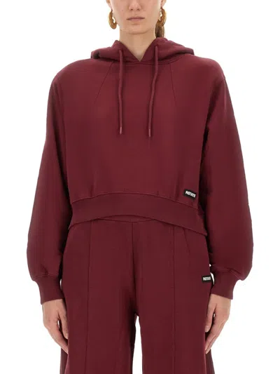 Rotate Birger Christensen "terry Back" Hoodie In Burgundy