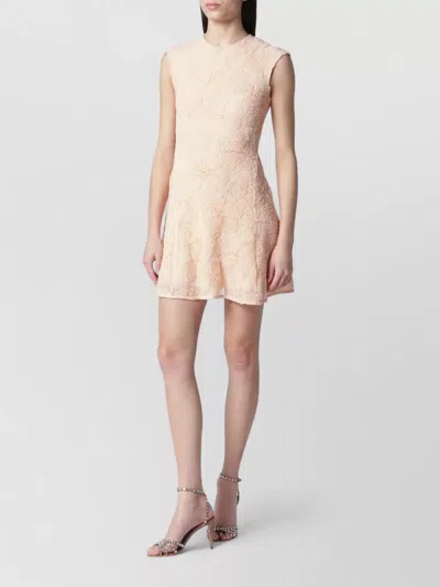 Rotate Birger Christensen Textured Dress Round Neckline Sleeveless Design In Nude