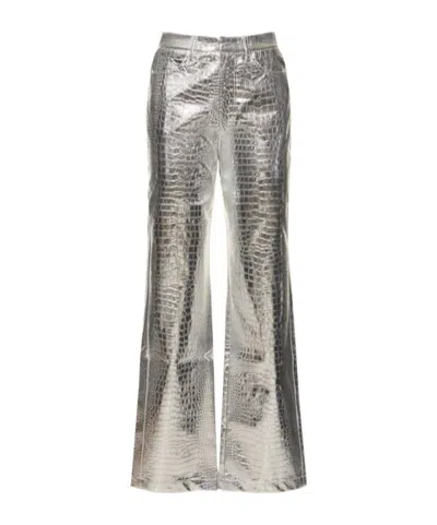 Rotate Birger Christensen Textured Metallic Viscose Pants In White