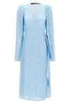 Rotate Birger Christensen Polka Dot Midi Wrap Dress With Pockets In Blue