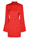 Rotate Birger Christensen Tie-back Shirt Mini Dress In Red