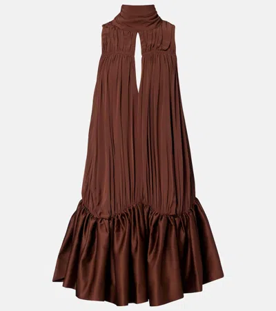 Rotate Birger Christensen Dark Brown Gathered Mini Dress With Ruching