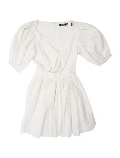 Pre-owned Rotate Birger Christensen Tie Neck Mini Dress In White