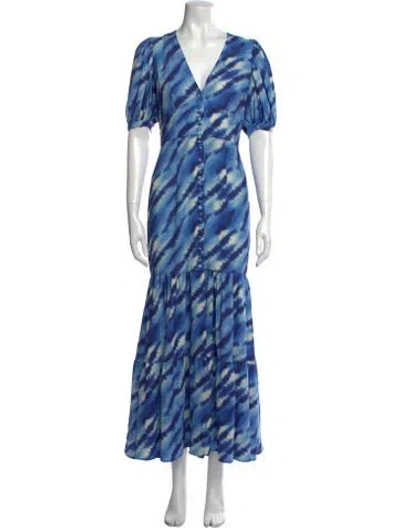 Pre-owned Rotate Birger Christensen Tie-dye Print Long Dress In Blue