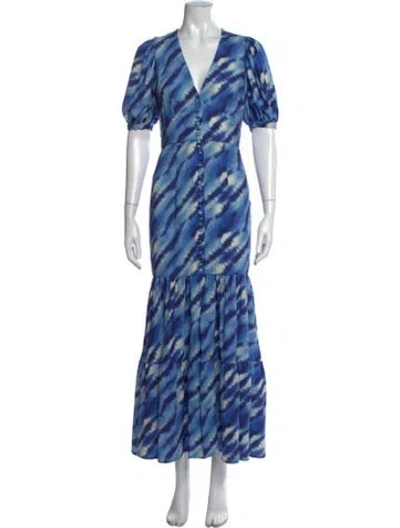 Pre-owned Rotate Birger Christensen Tie-dye Print Long Dress In Blue