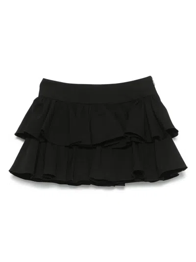 Rotate Birger Christensen High Waistband Ruffle Mini Skirt In Black