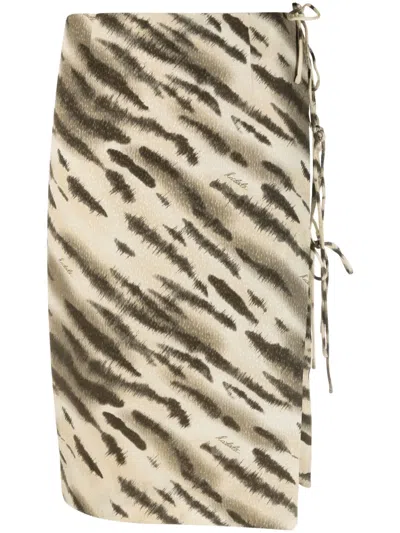 ROTATE BIRGER CHRISTENSEN TIGER-PRINT TIE-DETAIL SKIRT