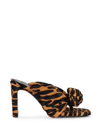 Rotate Birger Christensen Tiger-print Knotted Mules In Animal Print