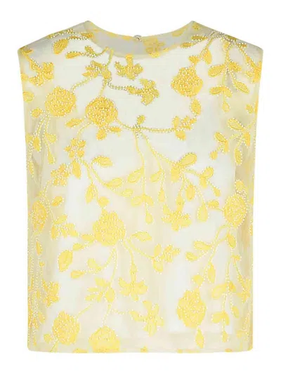 Rotate Birger Christensen Flower Yellow Polyester Tank Top