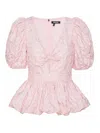 Rotate Birger Christensen Rotate Birgerchristensen Top With Puff Sleeves In Pink