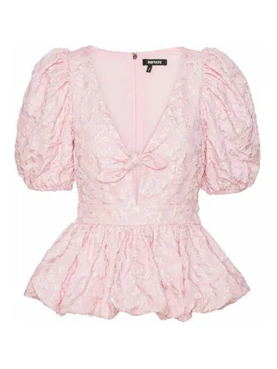 ROTATE BIRGER CHRISTENSEN JACQUARD PUFF SLEEVE TOP