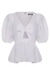 Rotate Birger Christensen Rotate Bubble Top With Puff Sleeves And V-neck Detail