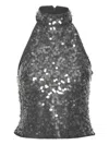 Rotate Birger Christensen Rotate Halter Neck Top With Sequin Embellishments In Gray