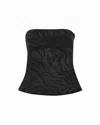 Rotate Birger Christensen Zebra Print Cotton Denim Top In Black