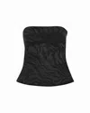 Rotate Birger Christensen Zebra Print Cotton Denim Top In Black