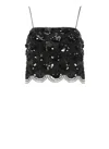 Rotate Birger Christensen Rotate Black Crop Top With Scalloped Sequin Embellishment In Black