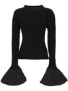 Rotate Birger Christensen Rotate Sunday Ribbed-knit Top In Black