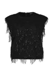Rotate Birger Christensen Intricate Black Sequin Sleeveless Top In Black