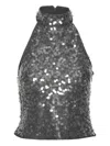 Rotate Birger Christensen Rotate Halter Neck Top With Sequin Embellishments In Gray