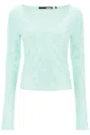 Rotate Birger Christensen Sequin-covered Crop Top In Green
