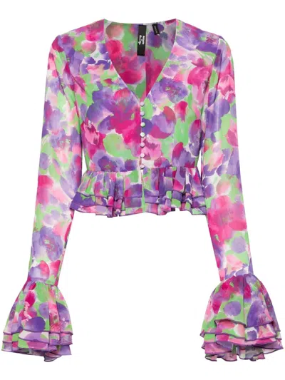 Rotate Birger Christensen Reina Olga Candia Printed Top In Multicolor