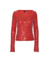 Rotate Birger Christensen Rotate Birgerchristensen  Red Sweater With Micro Sequins In Red