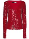 Rotate Birger Christensen Rotate Birgerchristensen  Red Sweater With Micro Sequins In Red