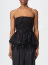 Rotate Birger Christensen Sequin-embellished Peplum Top In Black